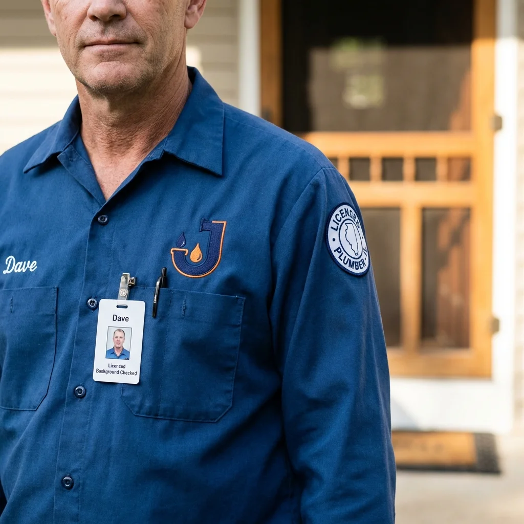Licensed plumber showing ID badge in Shakopee, MN