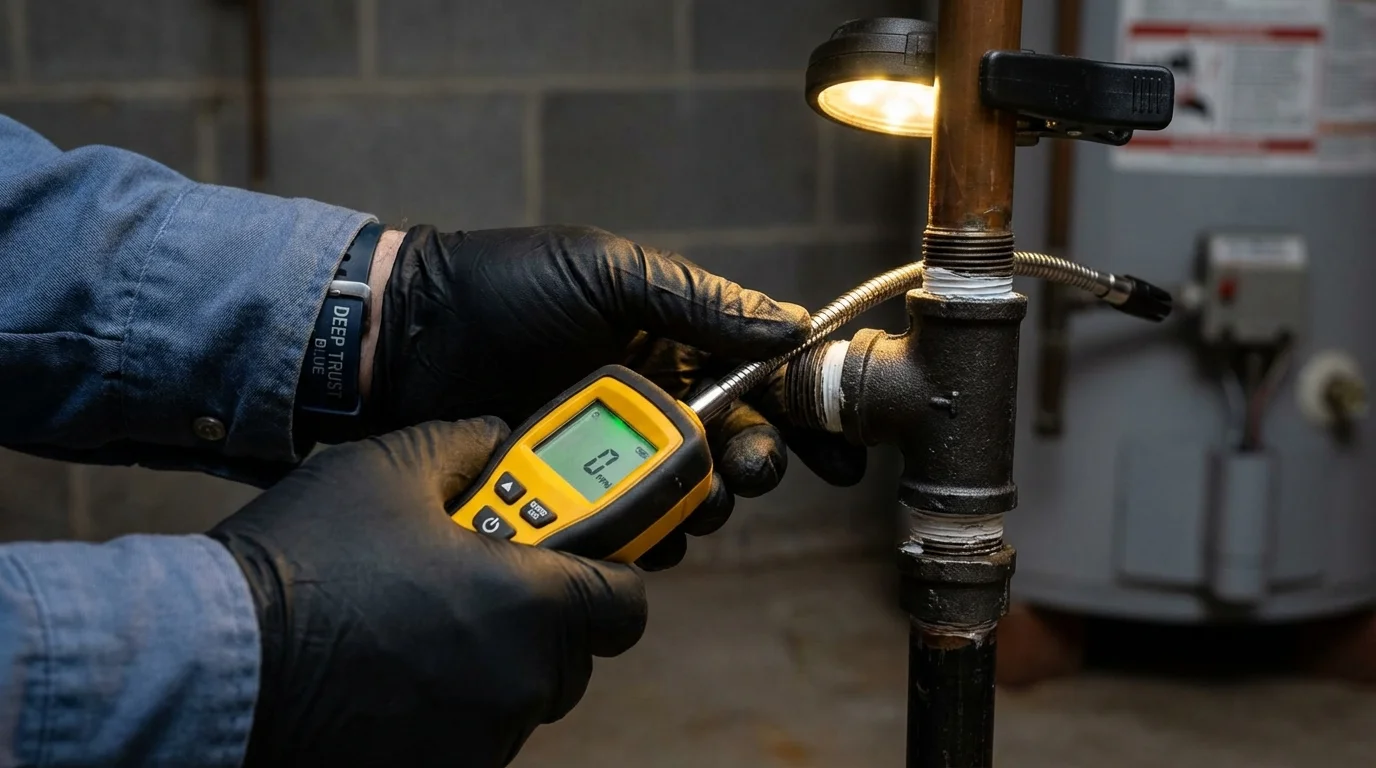Gas leak detection with electronic sniffer by Johns Plumbing LLC in Shakopee