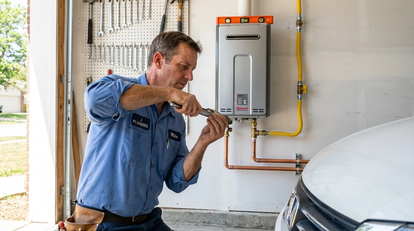 Tankless water heater installation by a Johns Plumbing LLC plumber in Shakopee